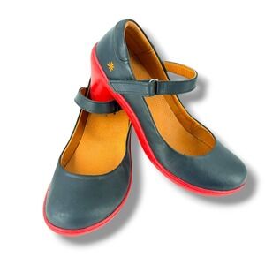 Art Company 1440 Alfama Mary Jane Block Heel Black Leather Red Sole EU 40 US 9